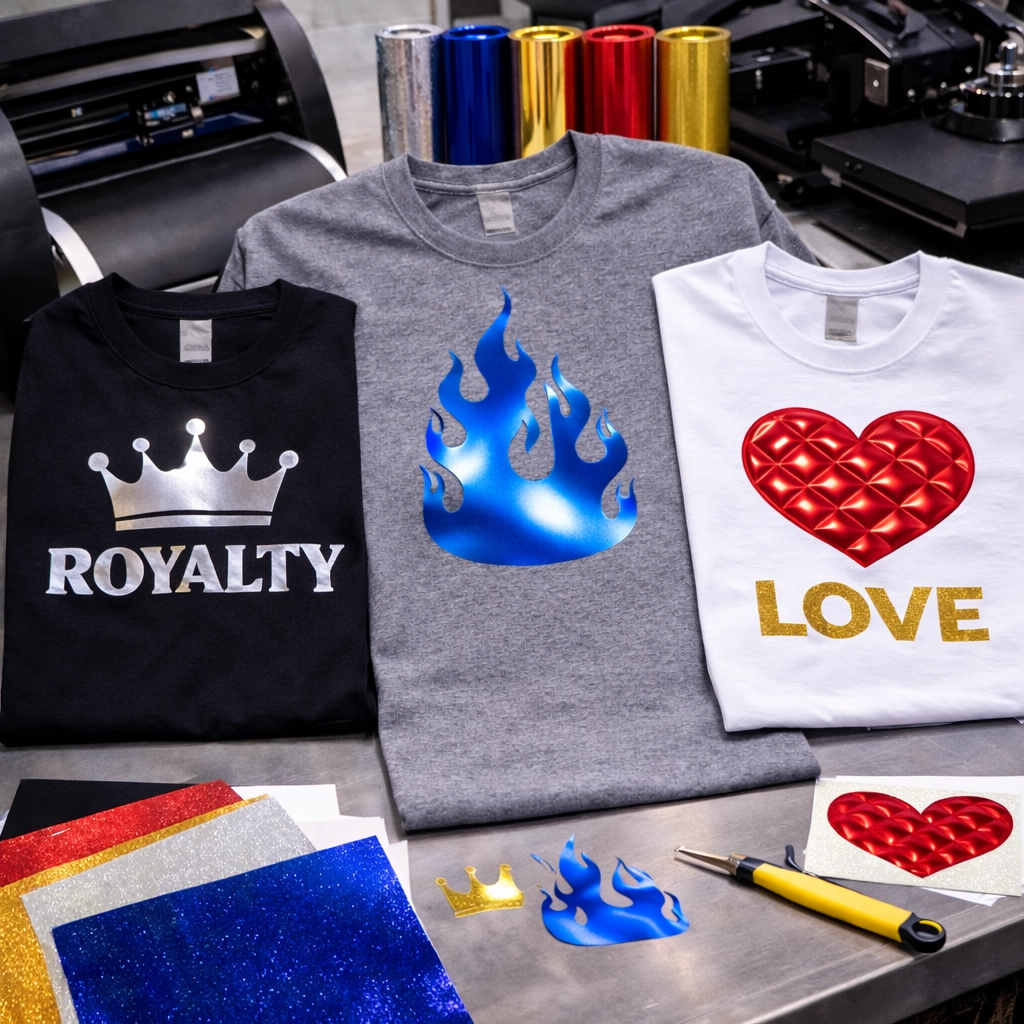 Playeras con corte de vinil metalico