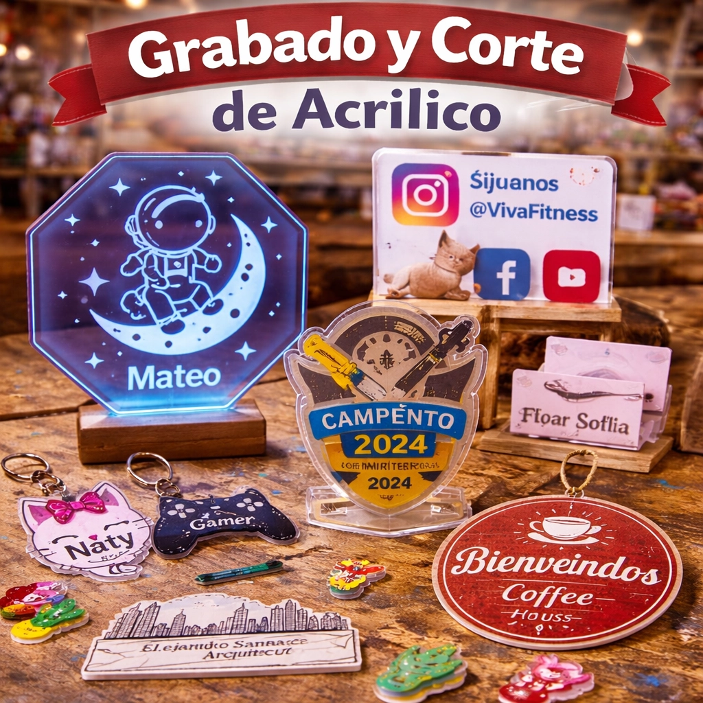 Productos grabados en acrilico