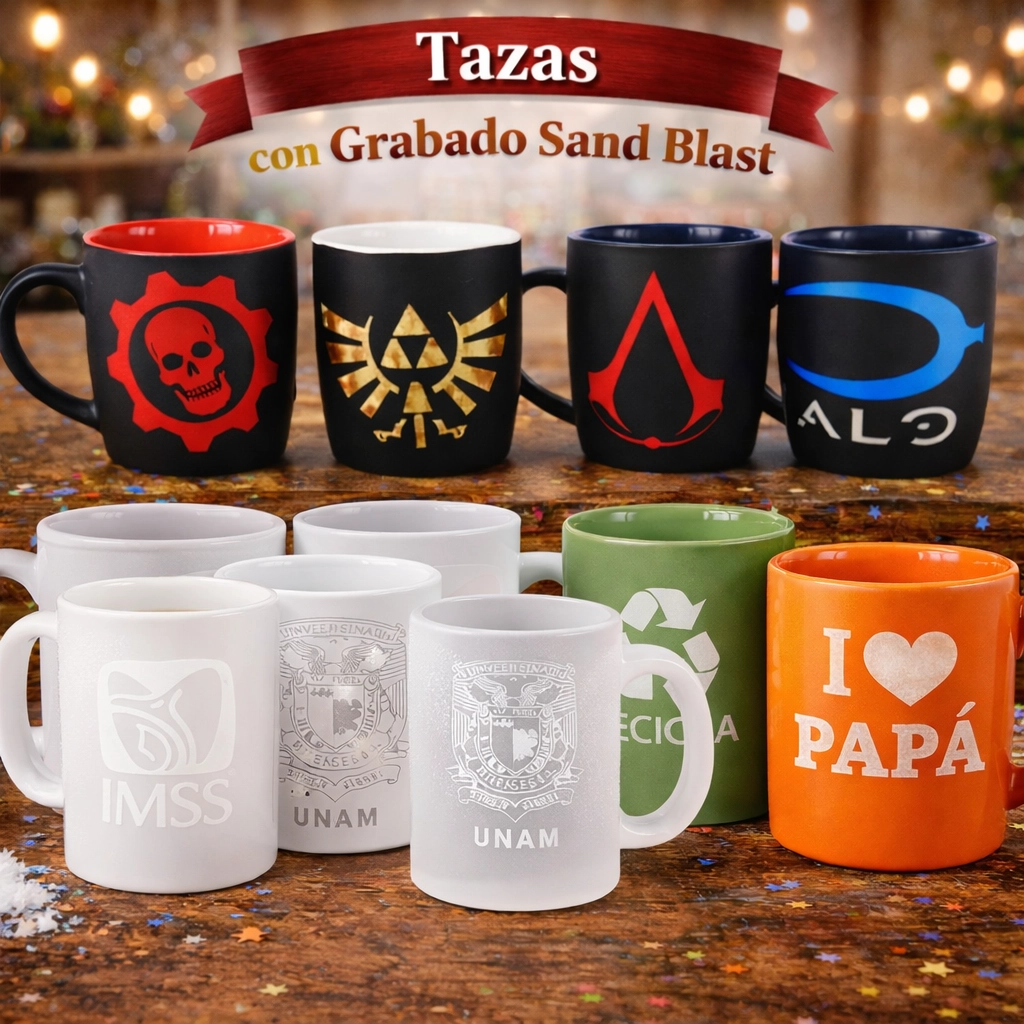 Tazas Grabadas en sand Blast