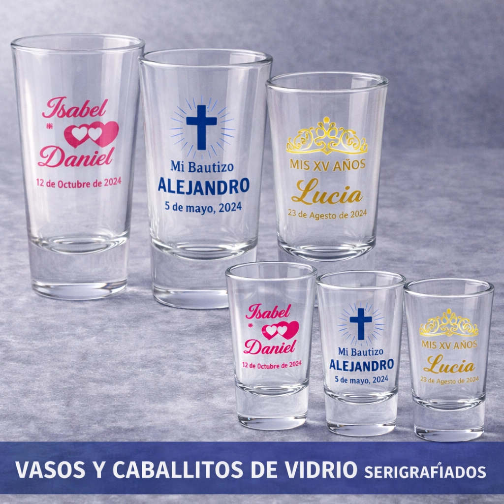 Vasos y caballitos de vidrio serigrafiados