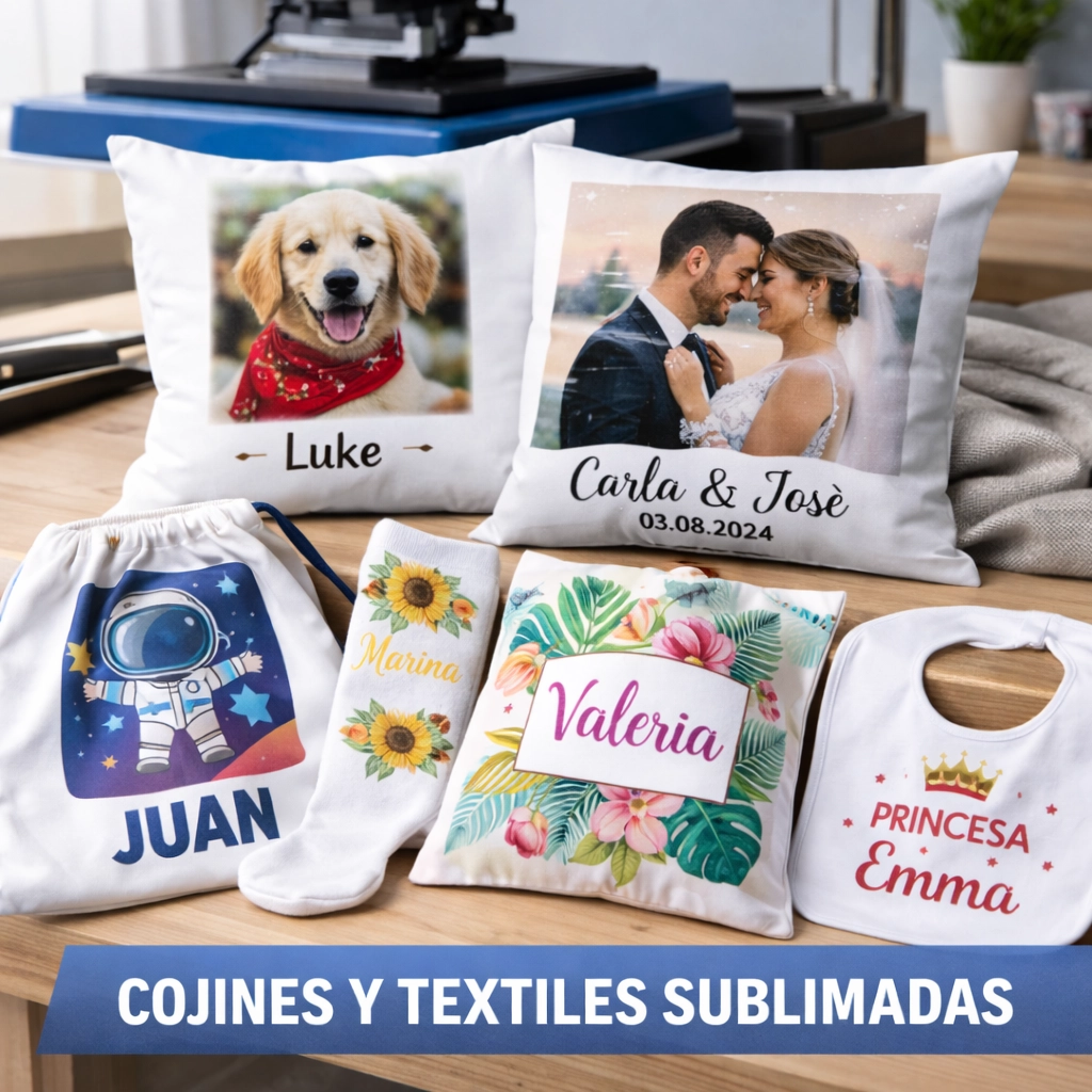 Cojines y textiles sublimados